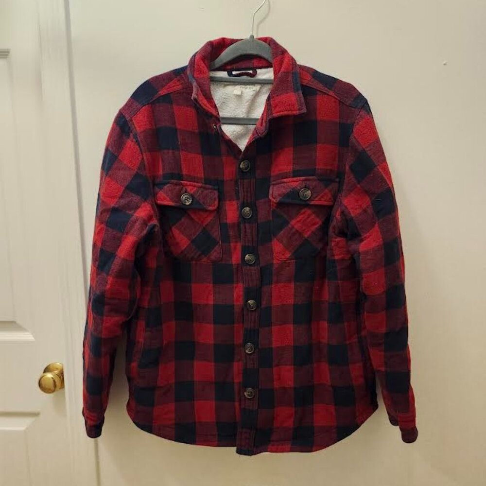Hawker Rye Men’s Shirt Jacket. Sherpa Lined. Buffalo Check. Medium